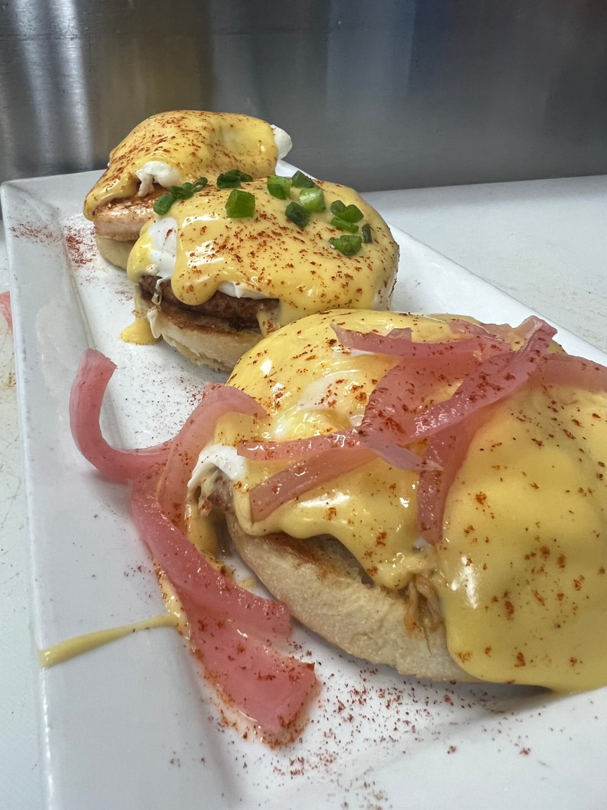 Benedict flight with three different Benedicts